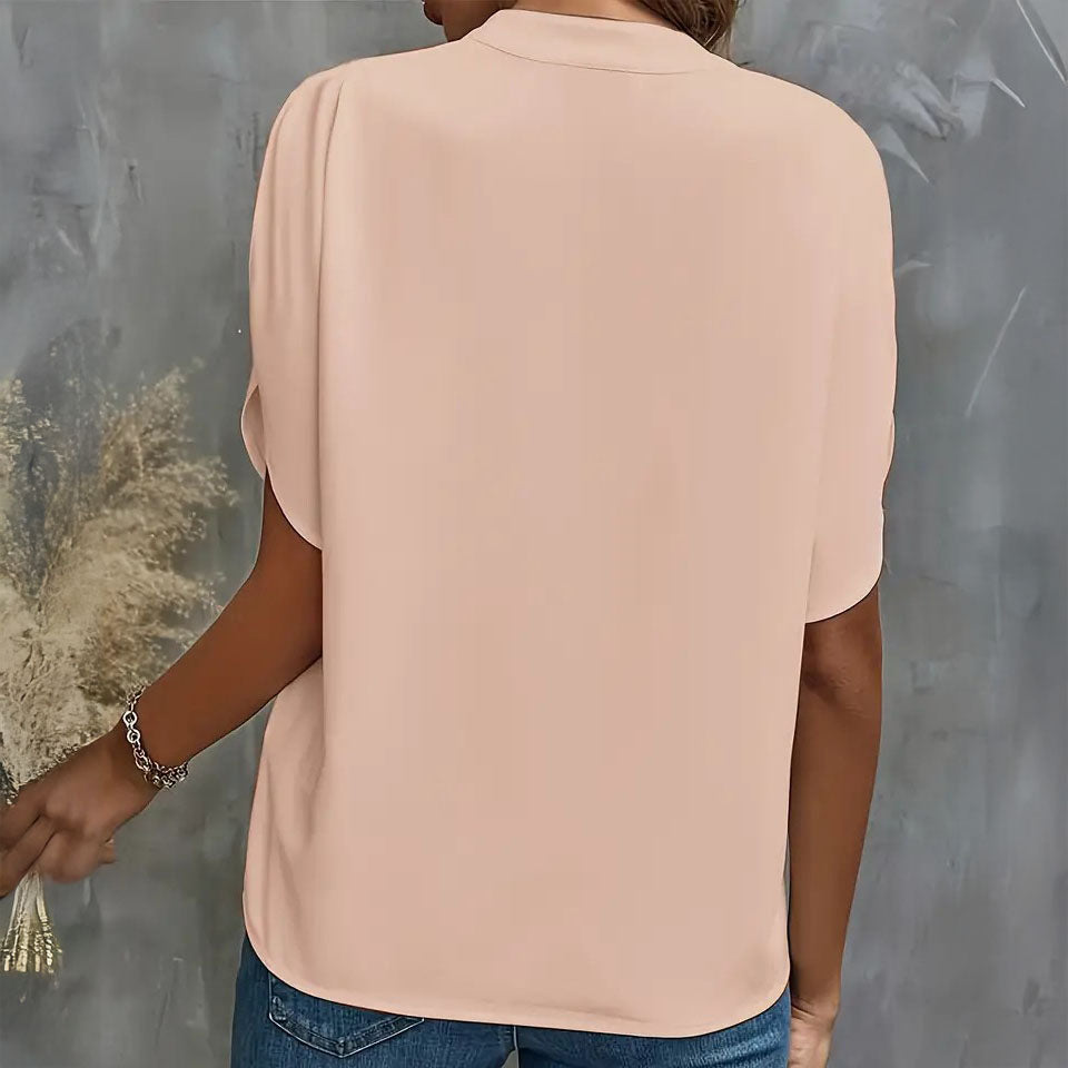 Dina - Blusa con cuello en V y drapeado