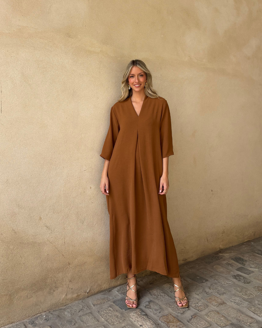 Vestido Laura avellana