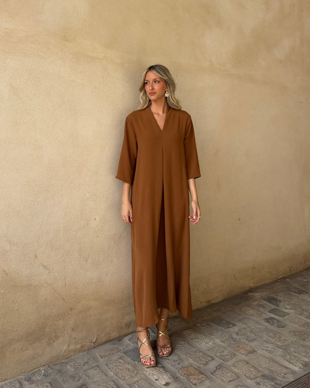 Vestido Laura avellana