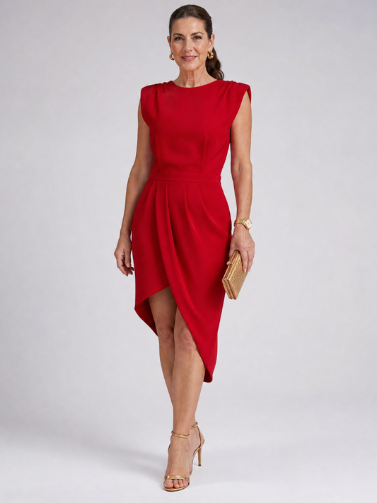 Vekel - Vestido largo de satén con cuello cuadrado