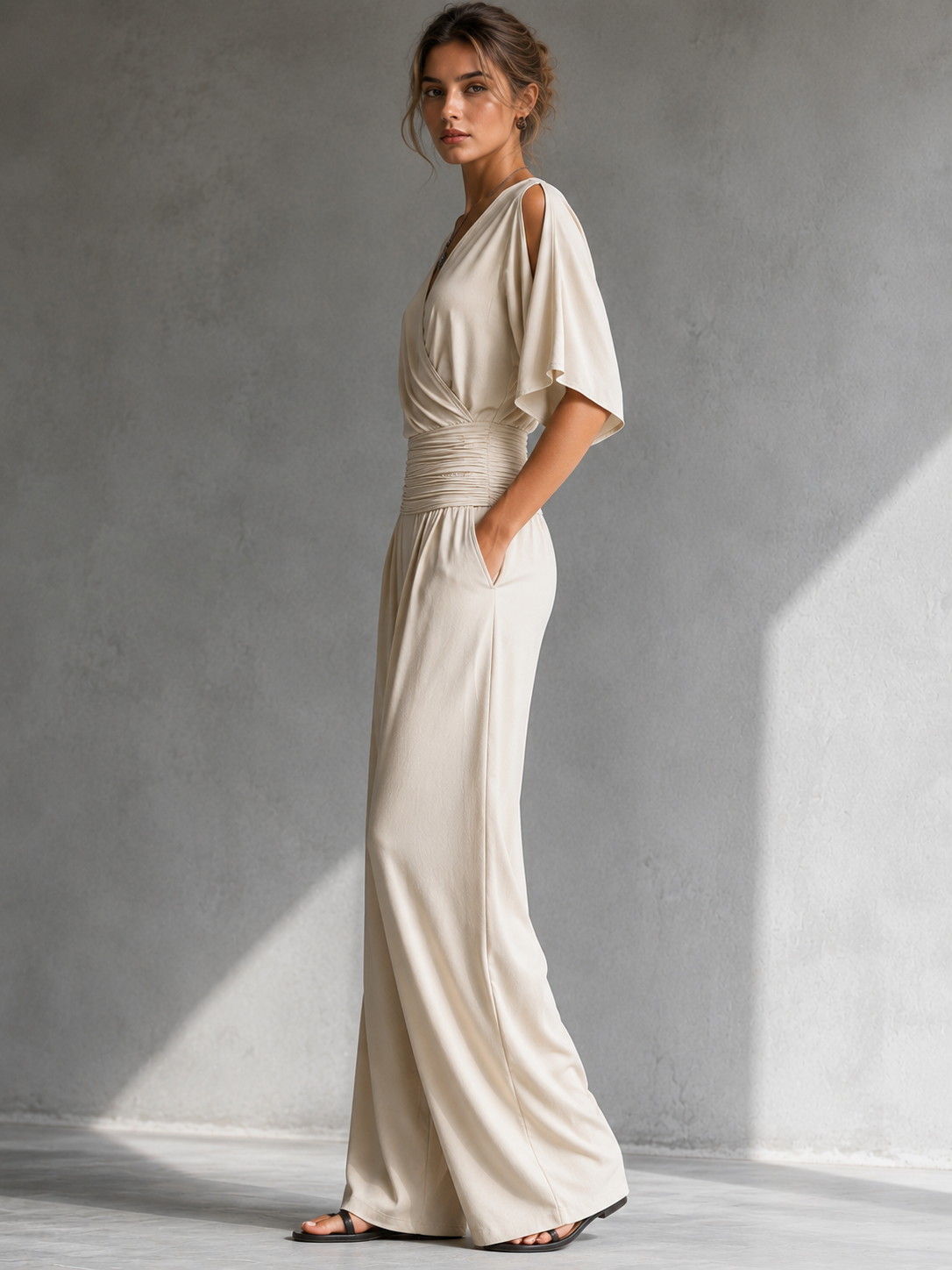 Sira | Conjunto elegante con efecto cruzado y pernera ancha