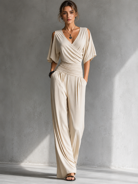 Sira | Conjunto elegante con efecto cruzado y pernera ancha