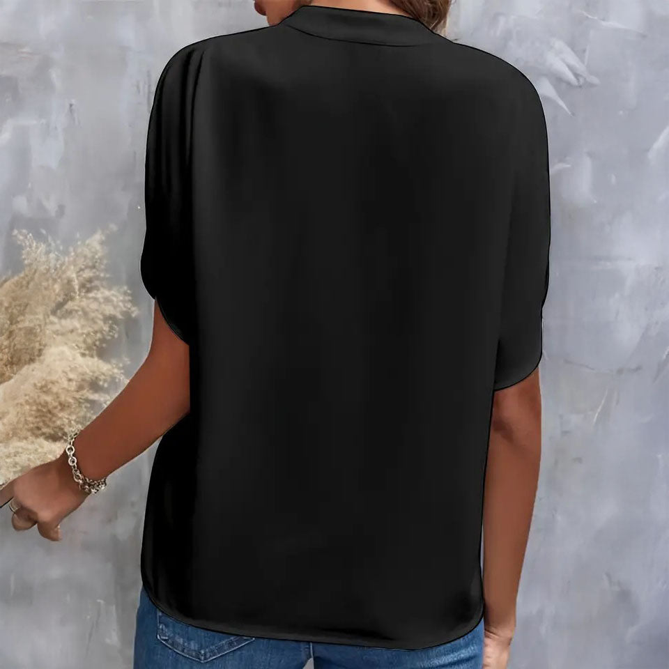 Dina - Blusa con cuello en V y drapeado