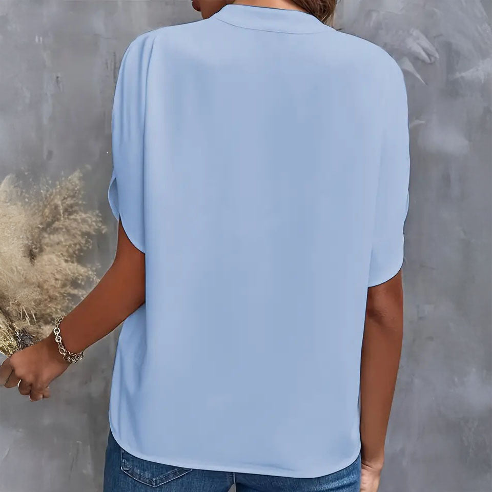 Dina - Blusa con cuello en V y drapeado