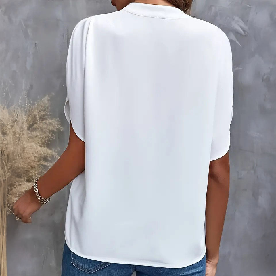 Dina - Blusa con cuello en V y drapeado