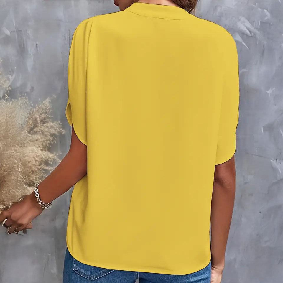 Dina - Blusa con cuello en V y drapeado