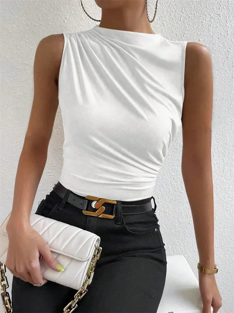 Julia - Camiseta sin mangas con fruncidos