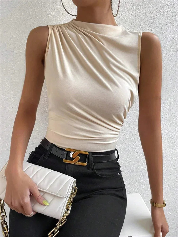 Julia - Camiseta sin mangas con fruncidos