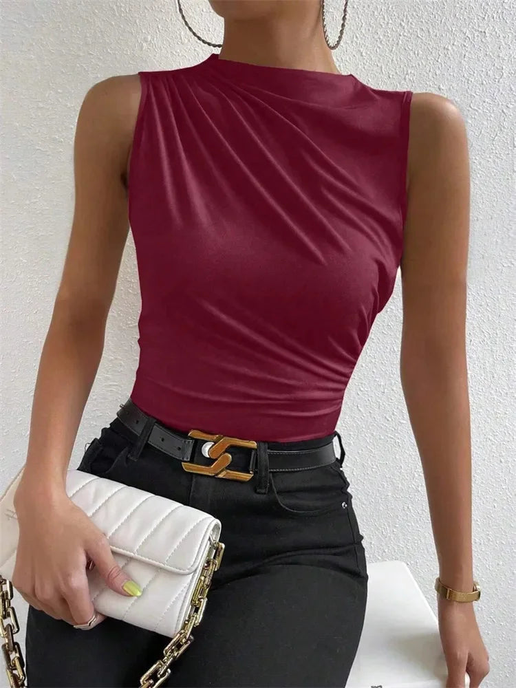 Julia - Camiseta sin mangas con fruncidos
